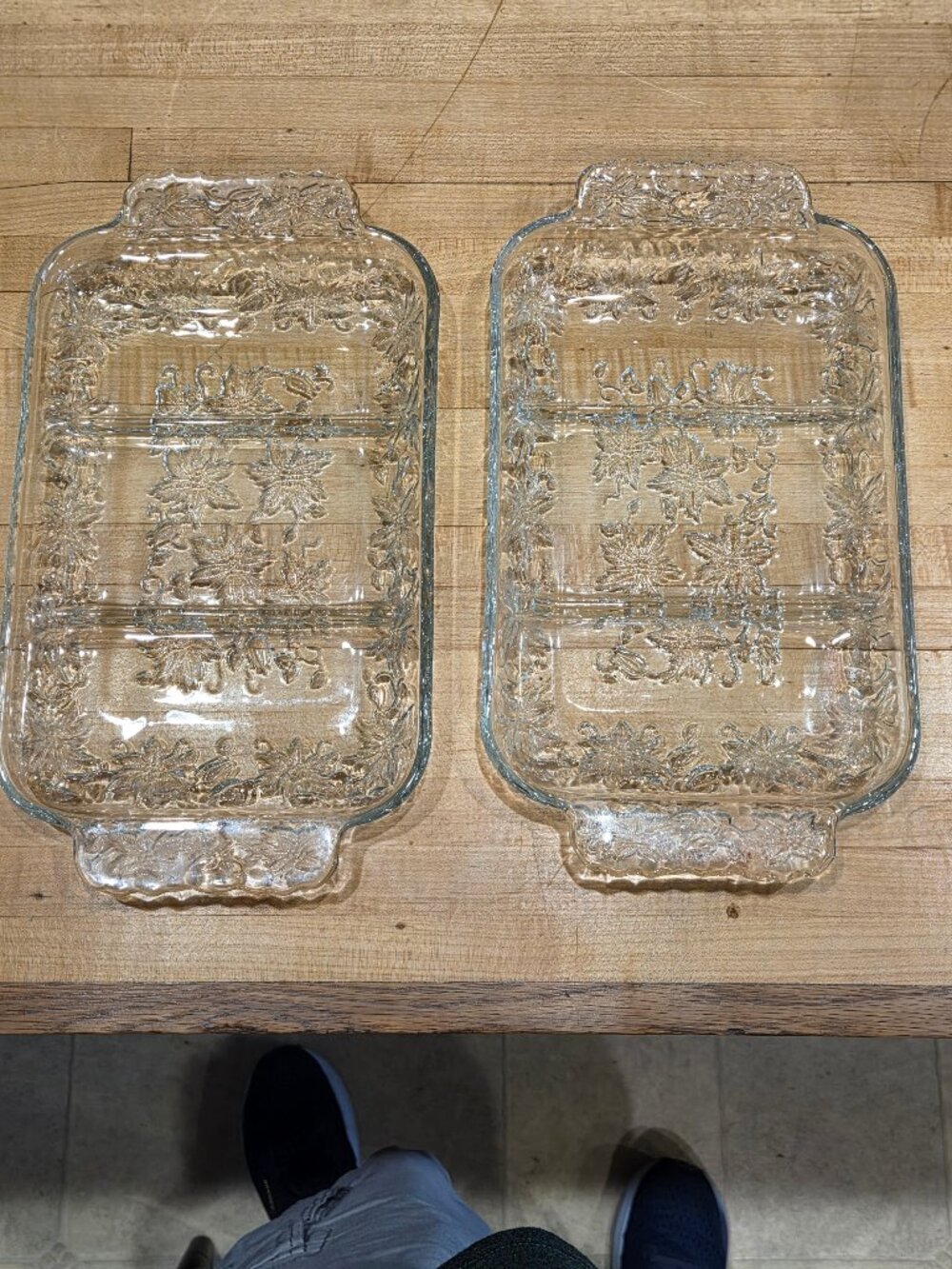 Vintage Princess House Fantasia Poinsettia Divided Relish Trays Pair